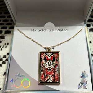 Disney Celebrating 100 14k Gold Flash Plated Minnie Mouse Necklace & Pendant